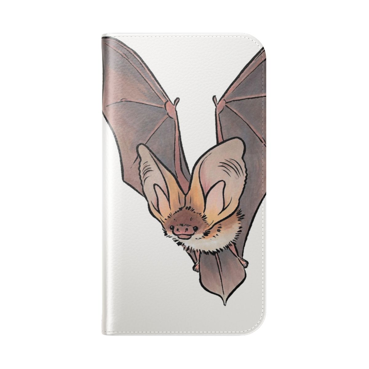 Grey long-eared bat graphic on a phone case - Folded Back