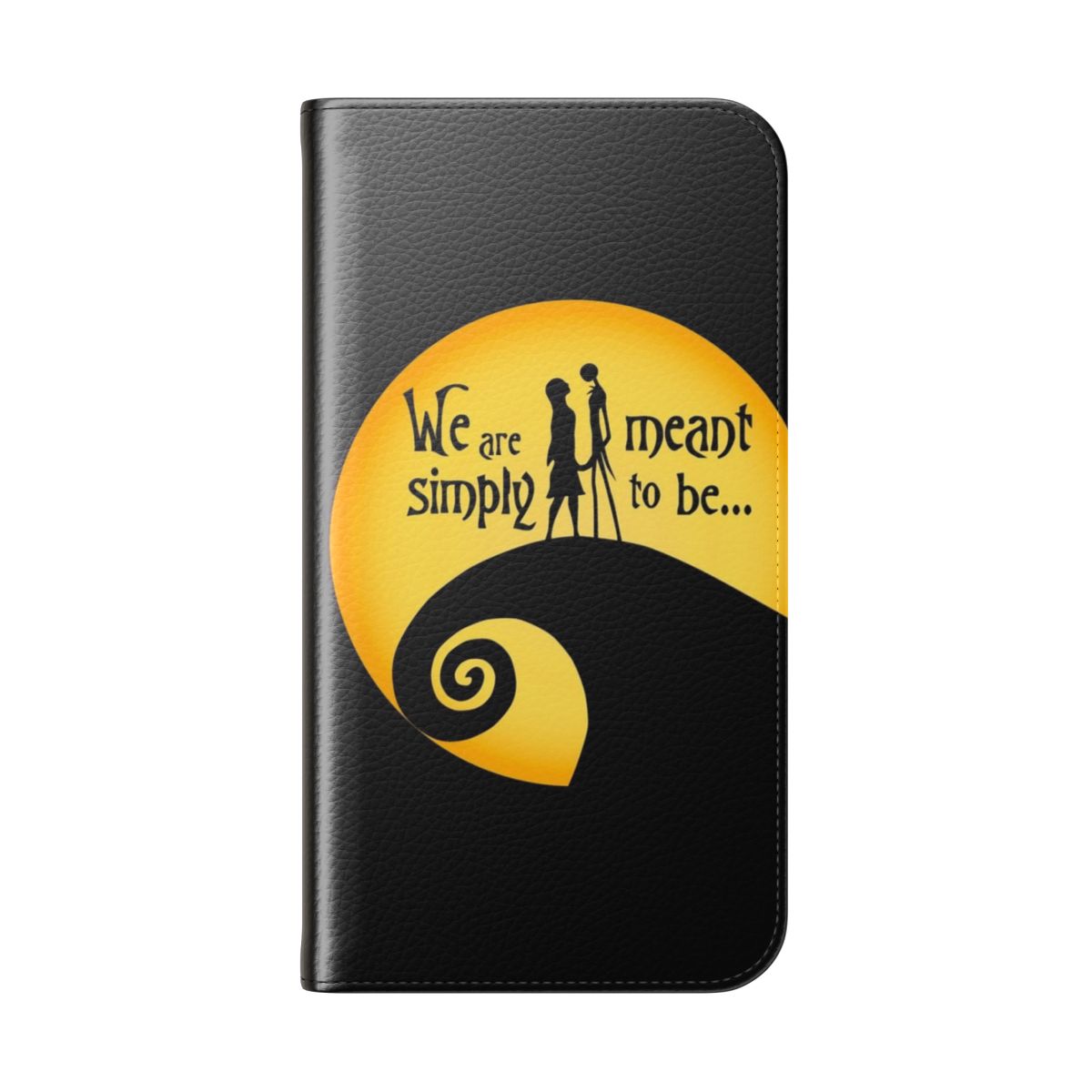 Goth-inspired The Nightmare Before Christmas phone case featuring Jack Skellington and Sally - Folded Back