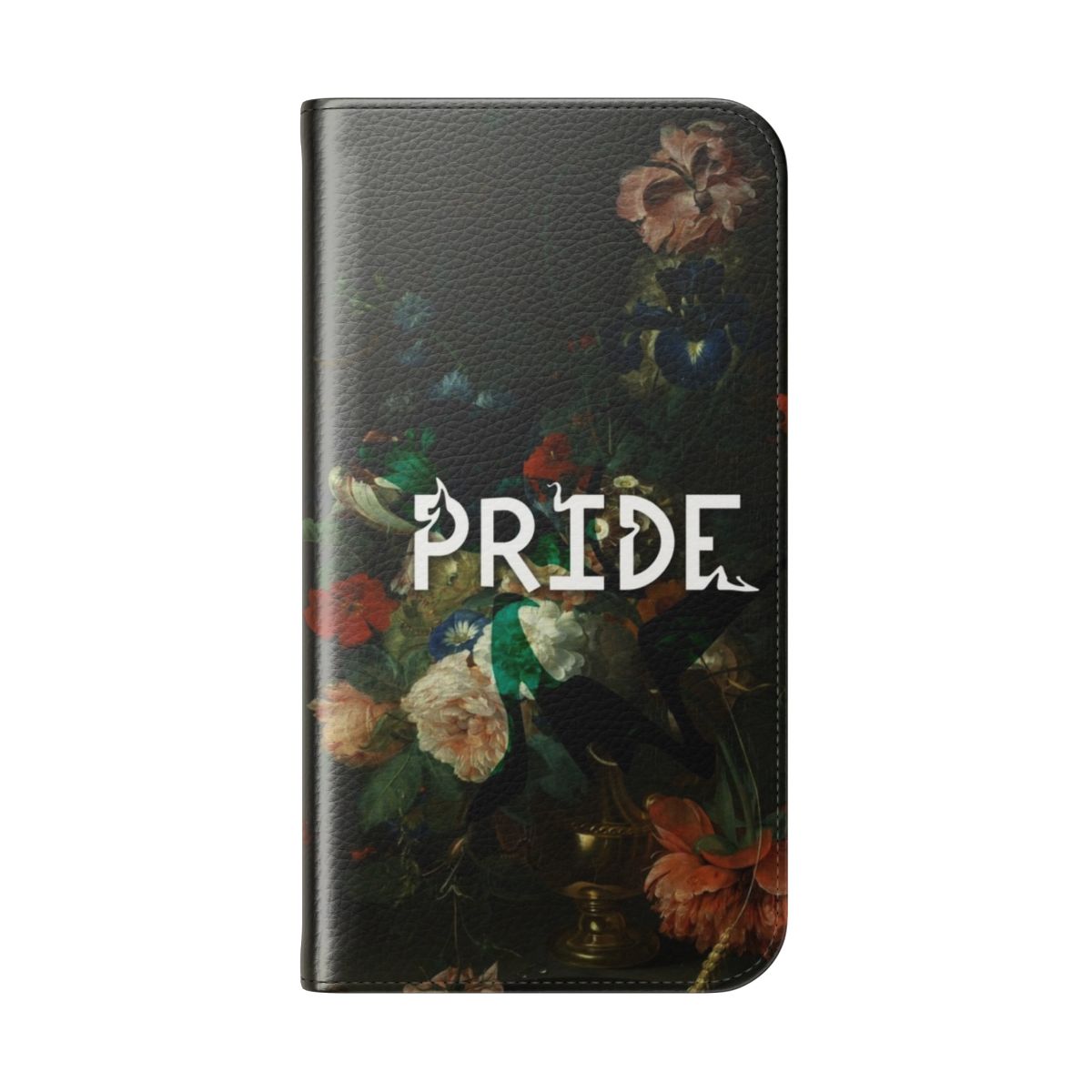 A vibrant and stylish pride phone case featuring a floral design. - Folded Back