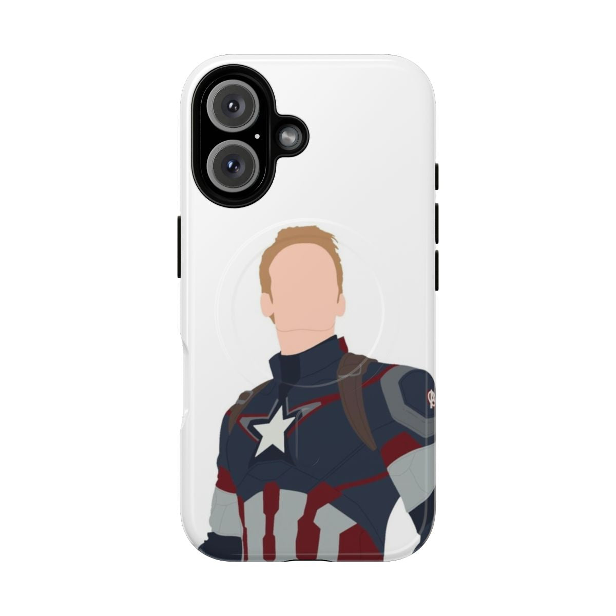 Patriotic phone case with magnetic closure featuring Captain America's iconic shield and colors