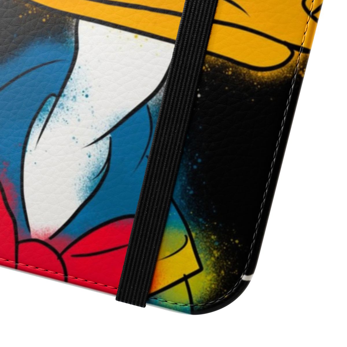 Vibrant cartoon-styled donald duck phone flip cover case - Close Up