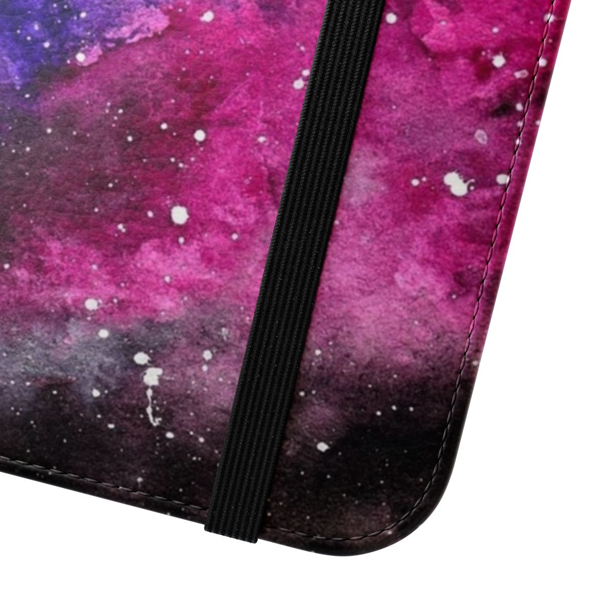 Vibrant bisexual pride-themed phone case with a watercolor galaxy design - Close Up