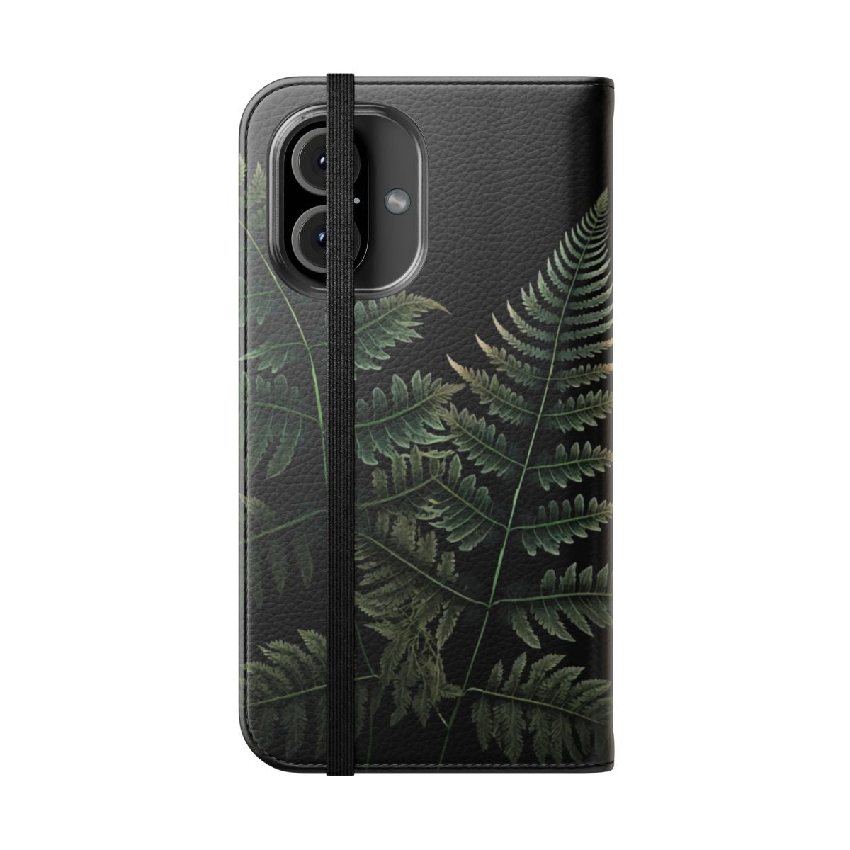 Fern leaves botanical illustration on a flip phone case cover - Folded Front