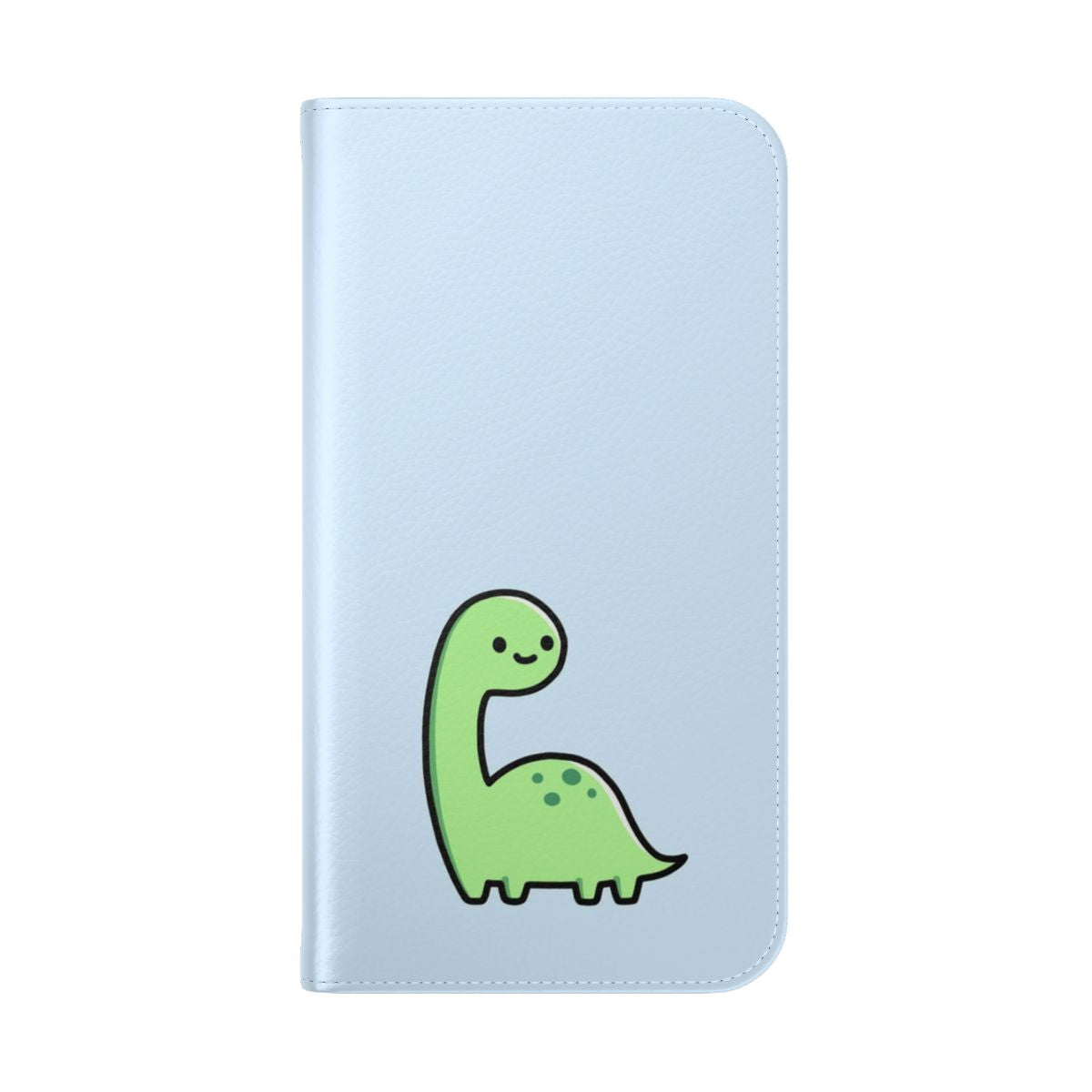 Brontosaurus-themed flip phone case featuring a cute, cartoon dinosaur design - Folded Back