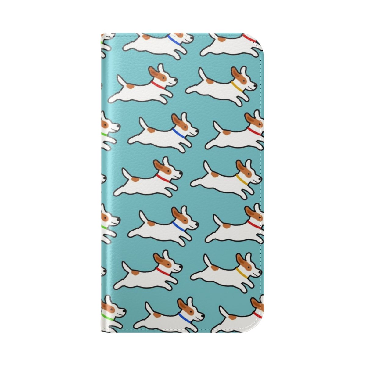 Cute cartoon illustration of a Jack Russell Terrier dog on a flip cover phone case - Folded Back