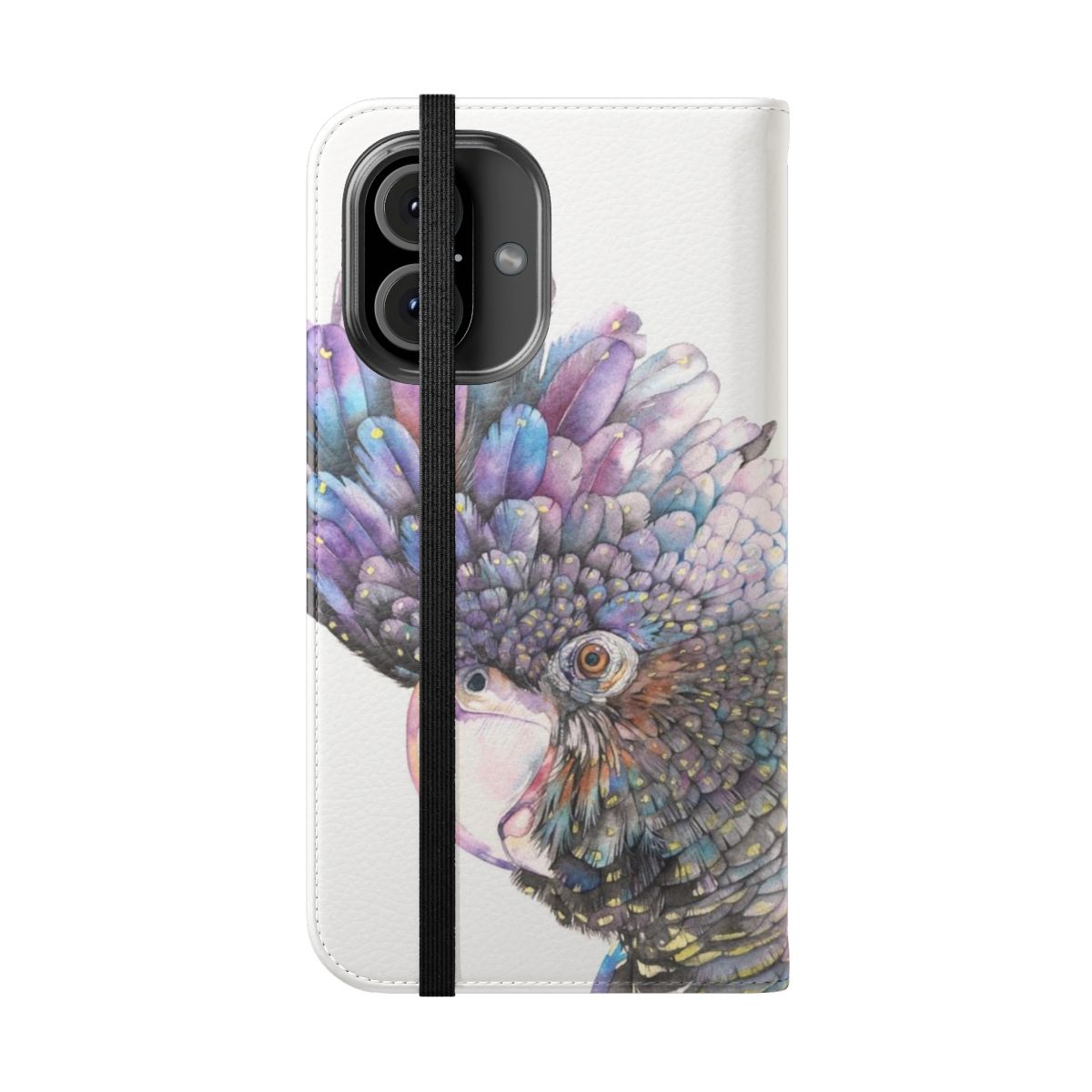 Black cockatoo bird design on a phone case - Folded Front