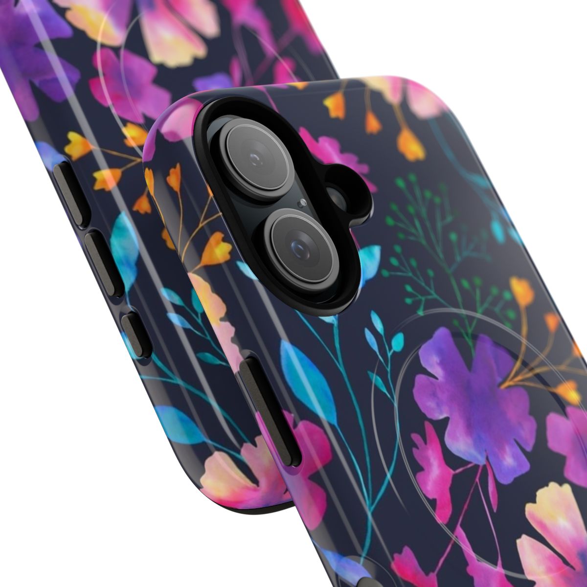 Floral watercolor pattern on a sturdy, protective phone case - Detail