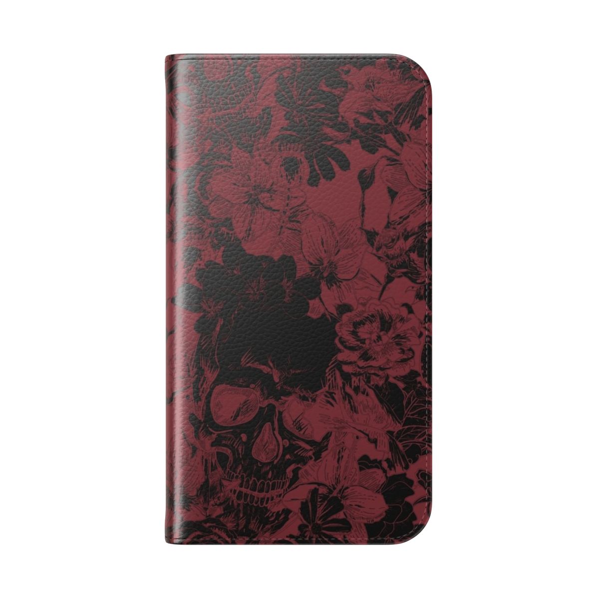 Dark Skulls & Floral Gothic Phone Case for Smartphone - Folded Back