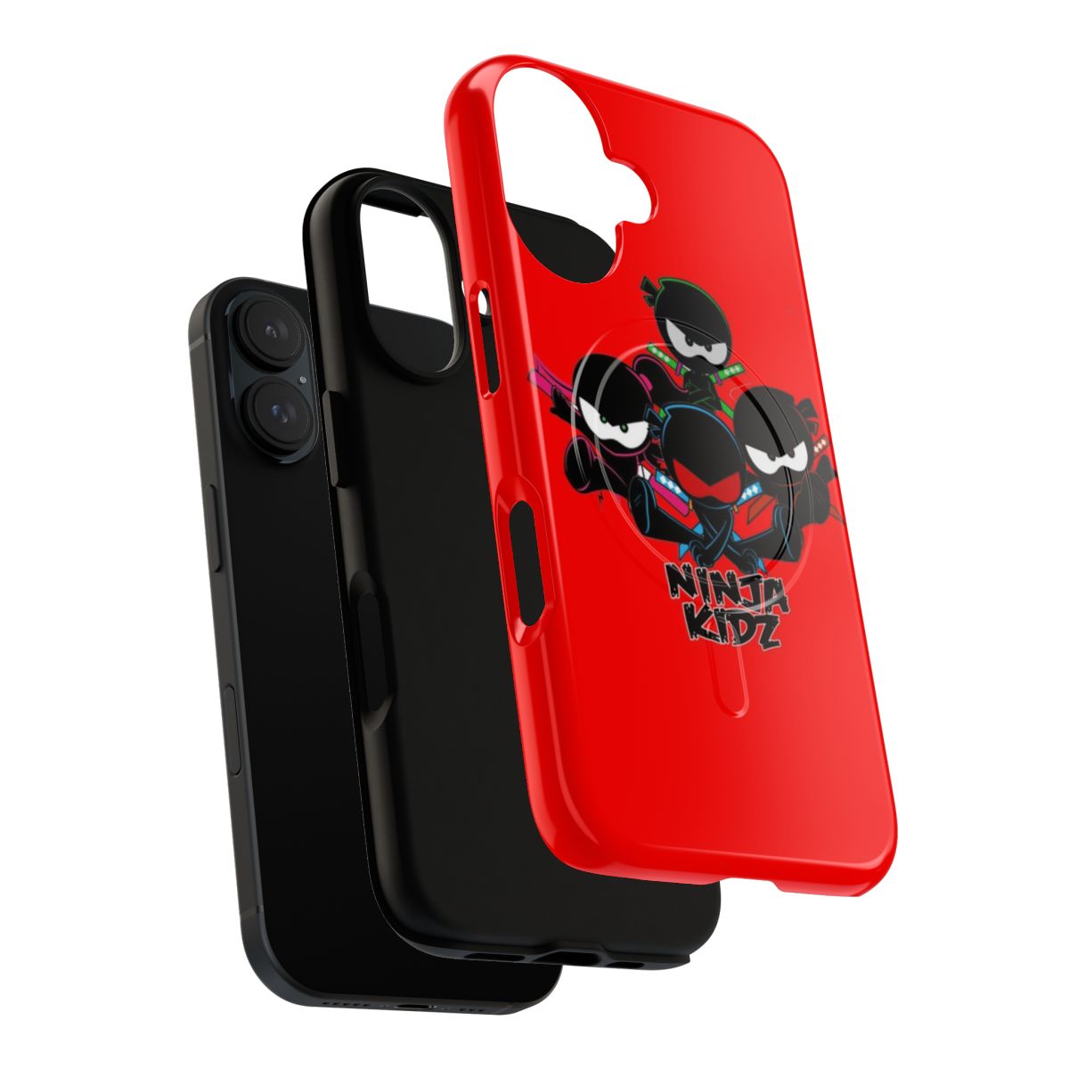 Colorful phone case featuring cartoon ninja kids characters - Layers