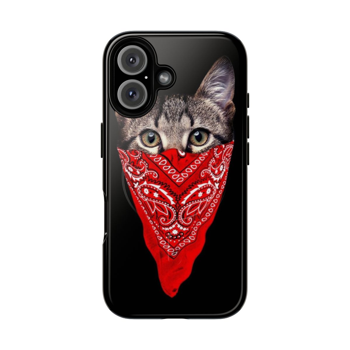 Magnetic phone case with a gangster cat design