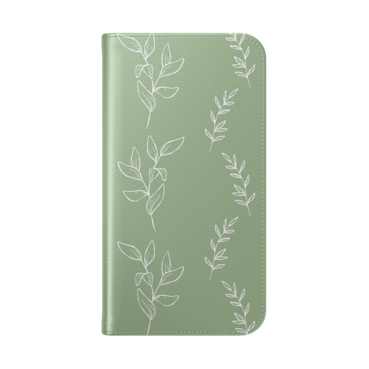 Green leaves phone case with nature-inspired design - Folded Back