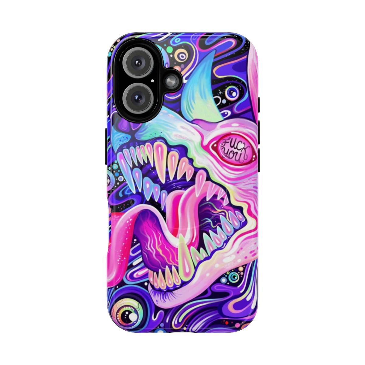 Colorful and stylish phone case with a psychedelic, glitter wolf design