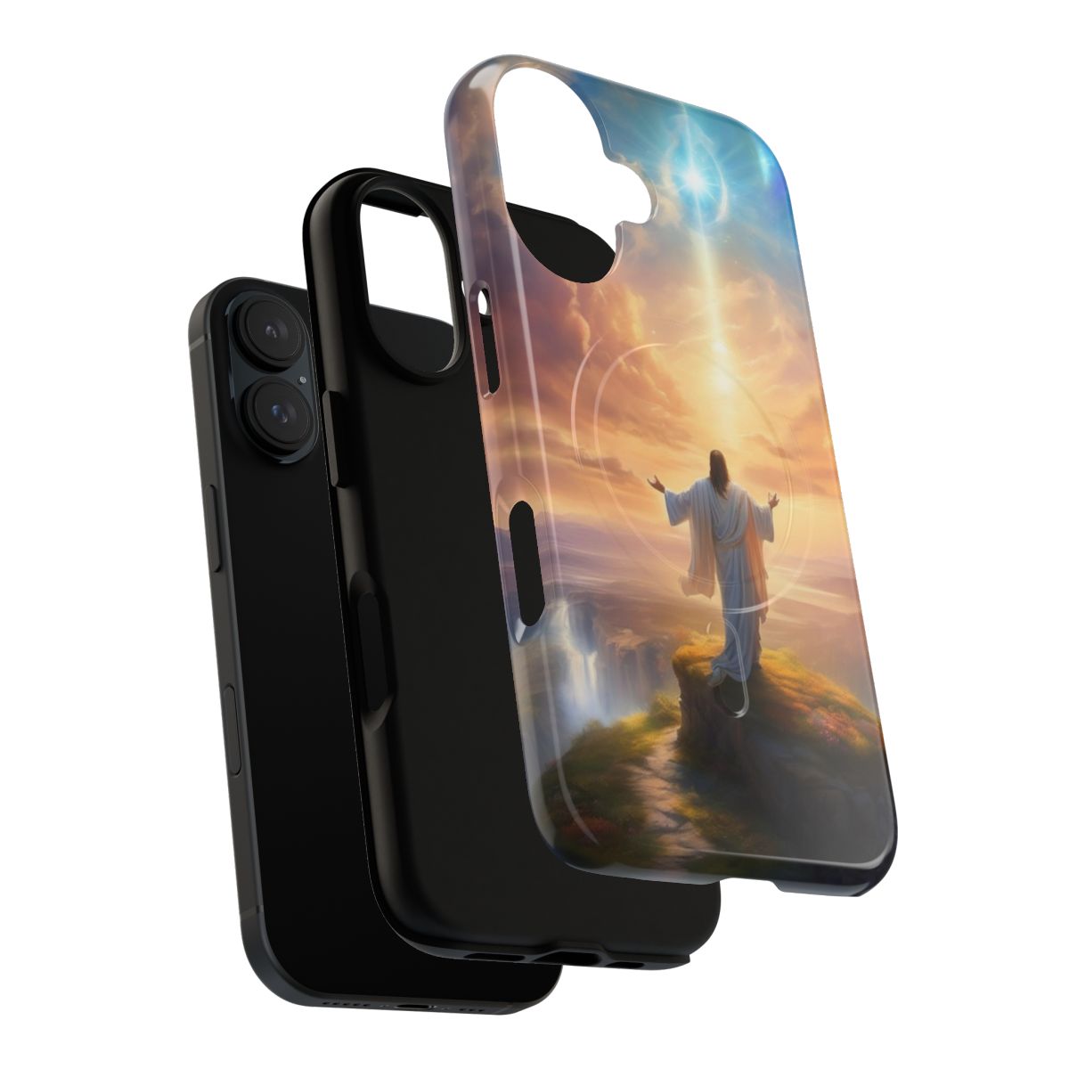 Vibrant phone case featuring original artwork of Jesus Christ in a stained glass style - Layers