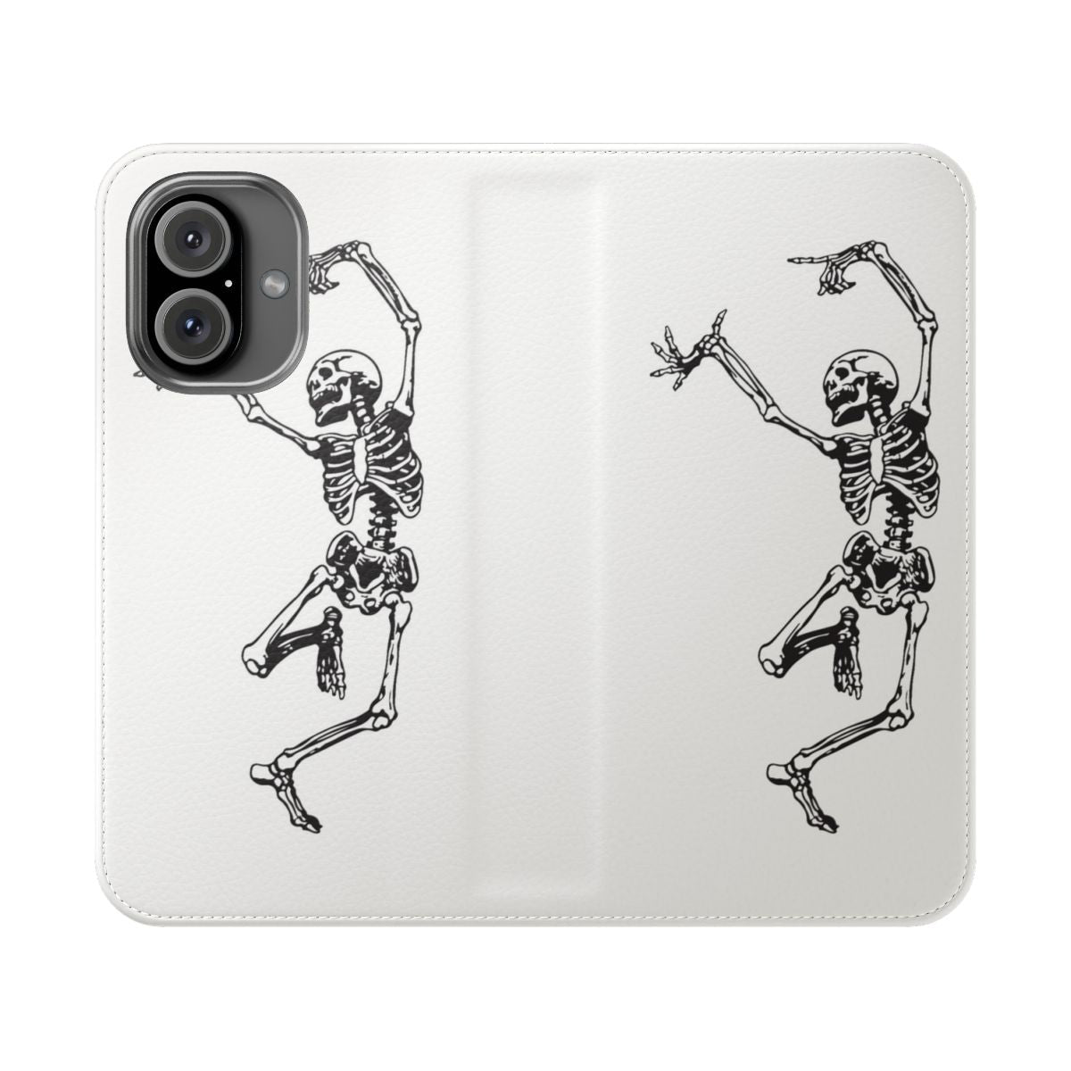 Dark gothic occult flip cover phone case with a vintage skull and skeleton design