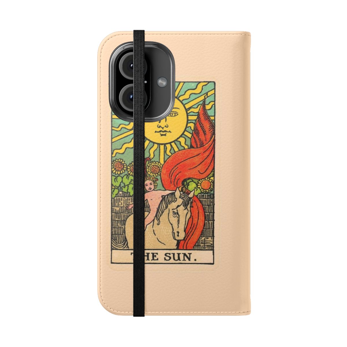 Tarot-Inspired Sun Flip Cover Phone Case - Folded Front