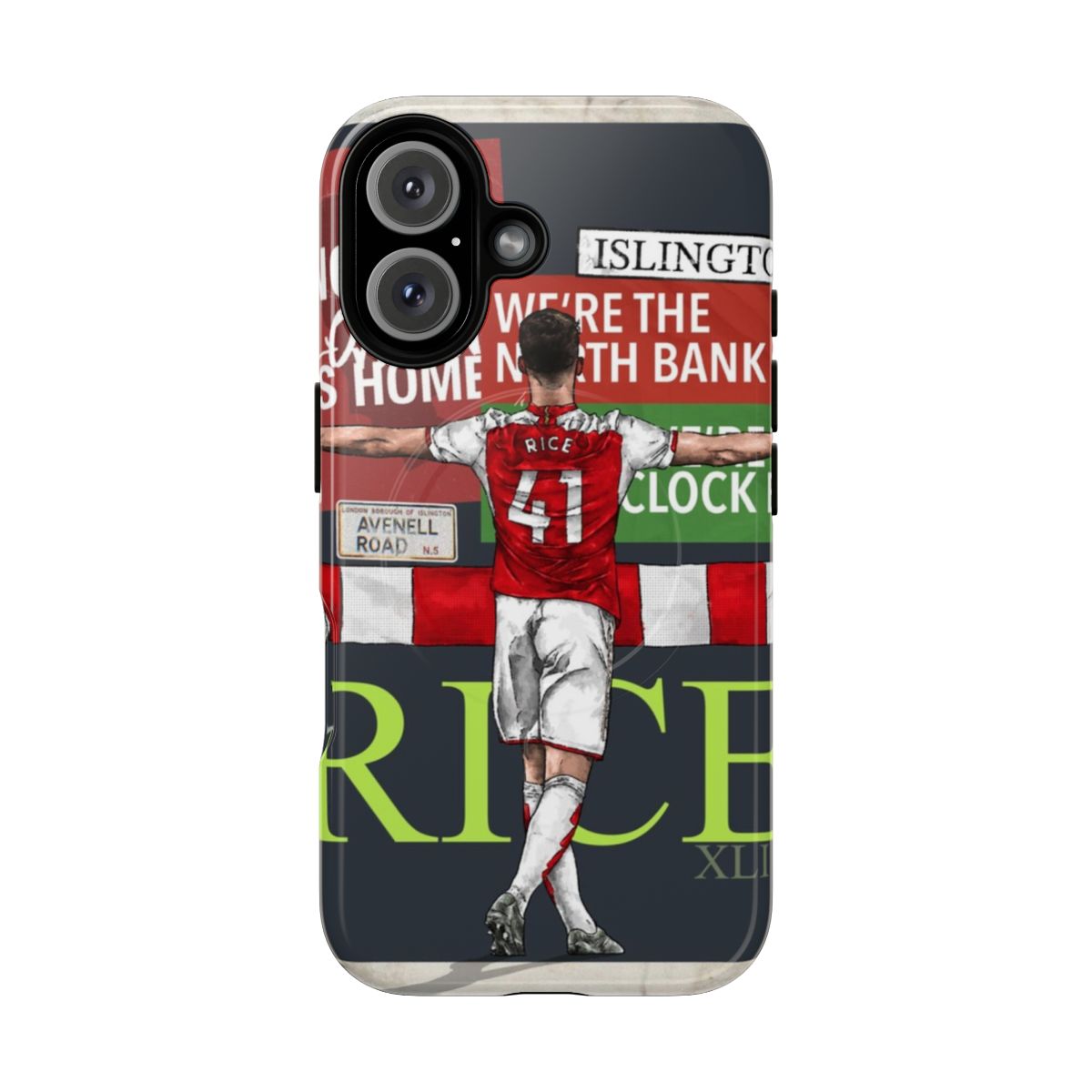 Magnetic tough phone case featuring a football design for North London football fans