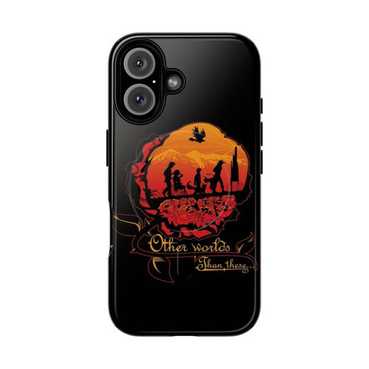 Dark tower-inspired protective phone case with magnetic closure