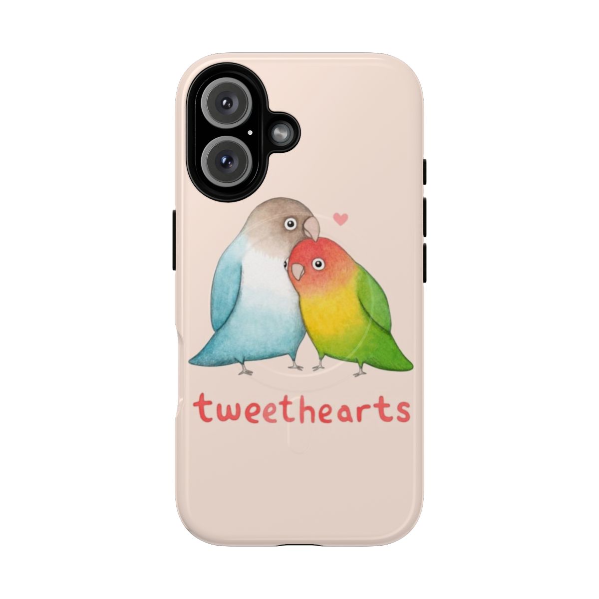 Tweethearts bird-themed magnetic phone case with hearts and love design