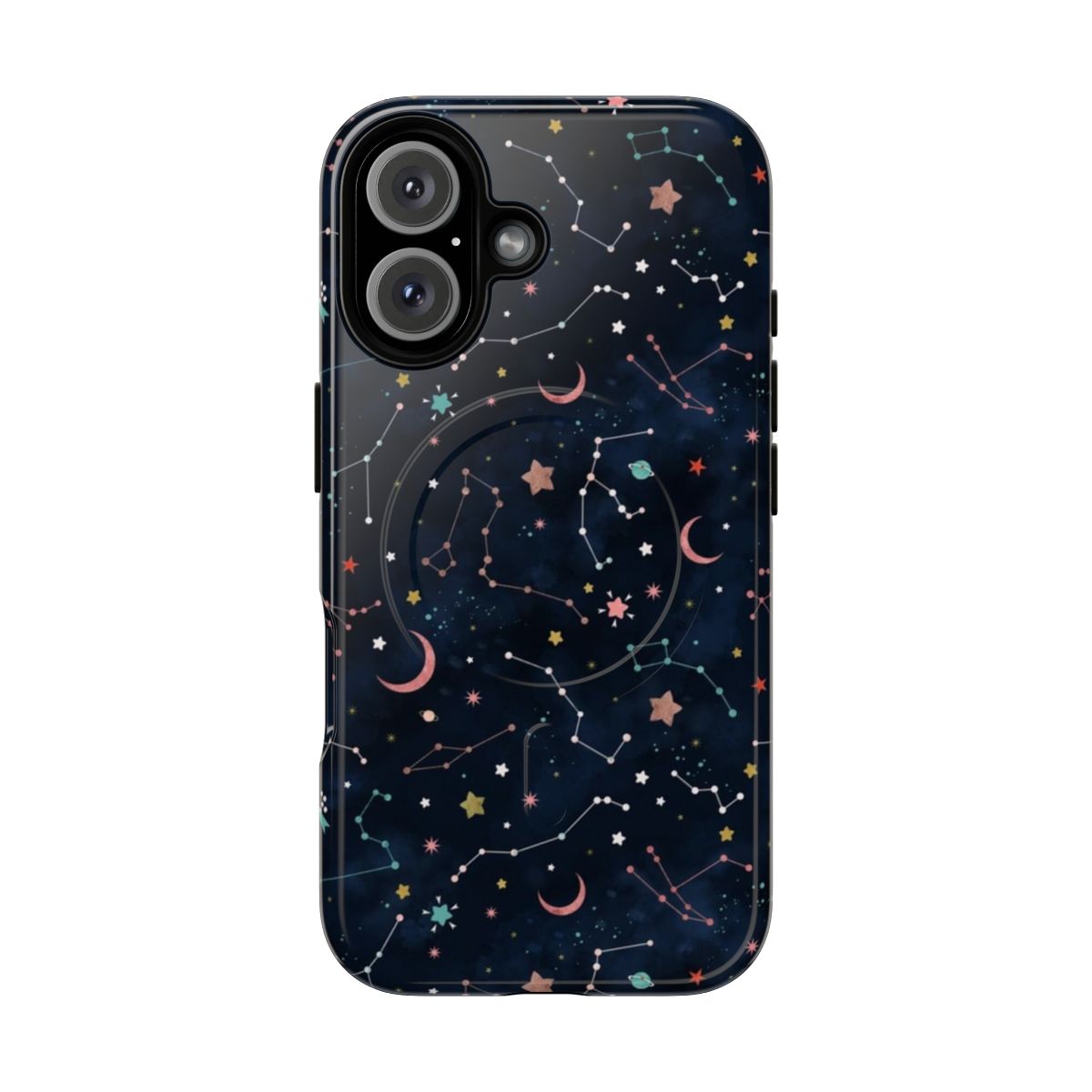 Starry sky magnetic tough phone case with cosmic, celestial, and galaxy designs