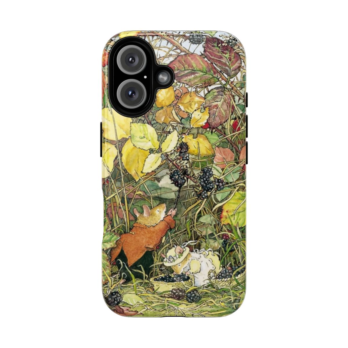 Blackberry picking phone case with Brambly Hedge-inspired design