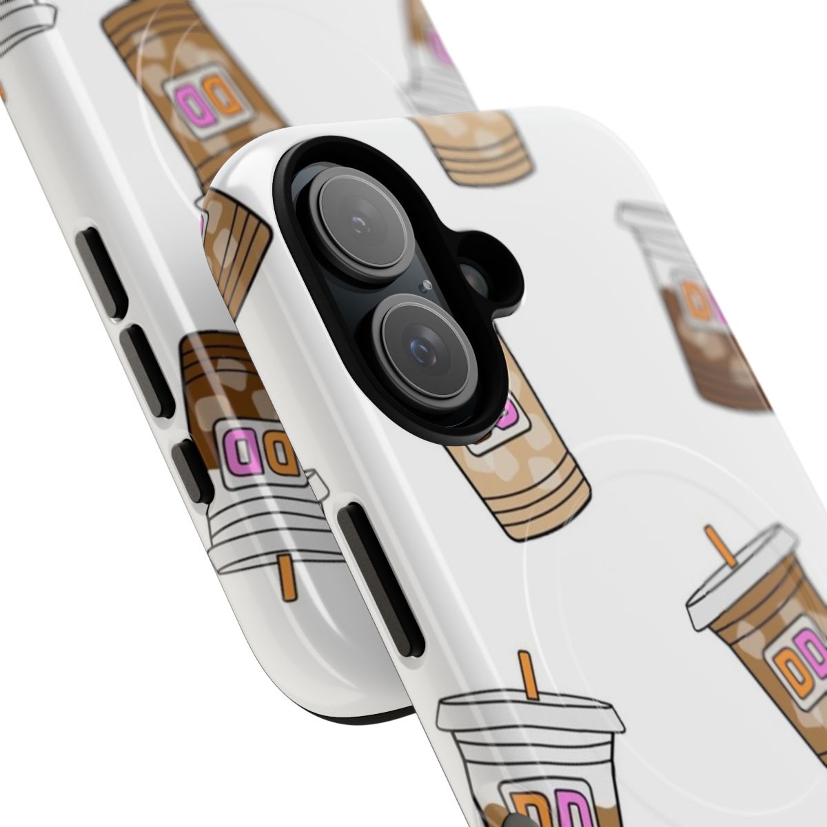 Dunkin-inspired iced coffee print magnetic tough phone case - Detail