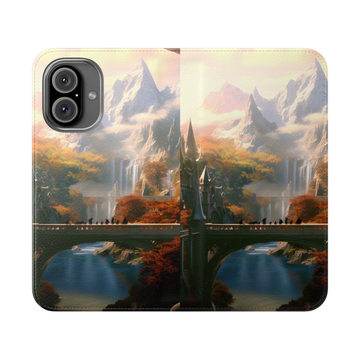 Tolkien-inspired fantasy art design phone case cover featuring Smaug the dragon and the Lonely Mountain.