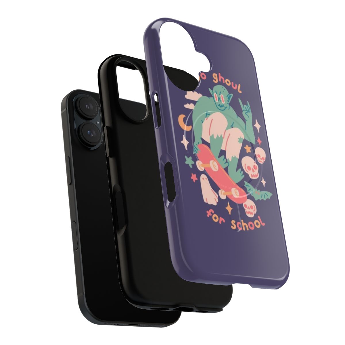 Magnetic tough phone case with a ghoulish, Halloween-themed design - Layers