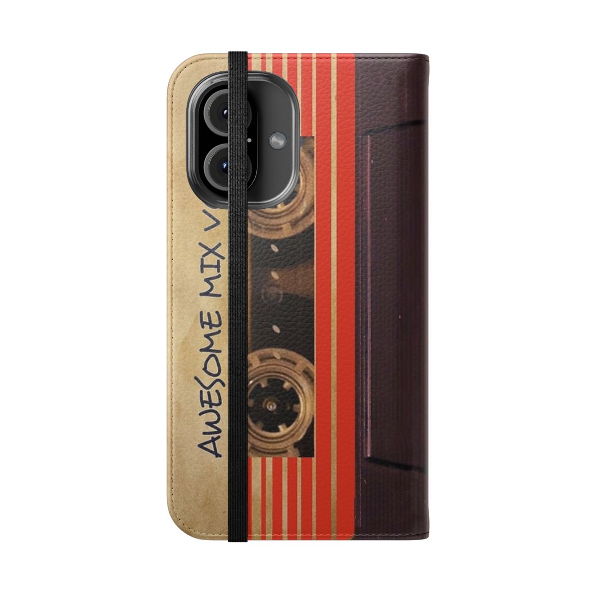 Retro vintage 80s phone case featuring the "Awesome Mix Vol 1" design - Folded Front