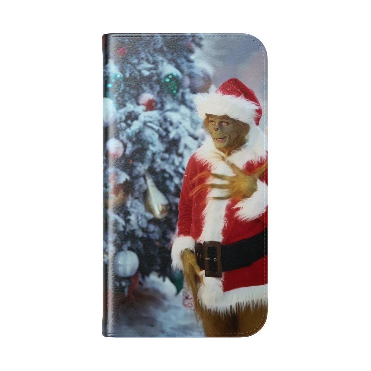 Festive Christmas-themed phone case featuring a Grinch design - Folded Back