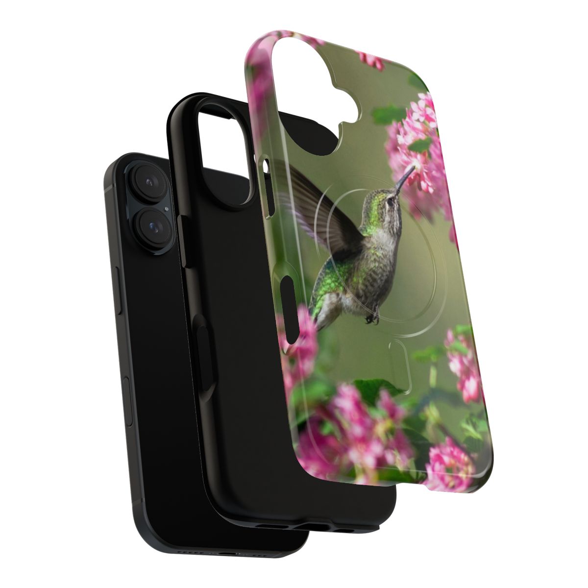 Vibrant hummingbird phone case with floral and nature design - Layers