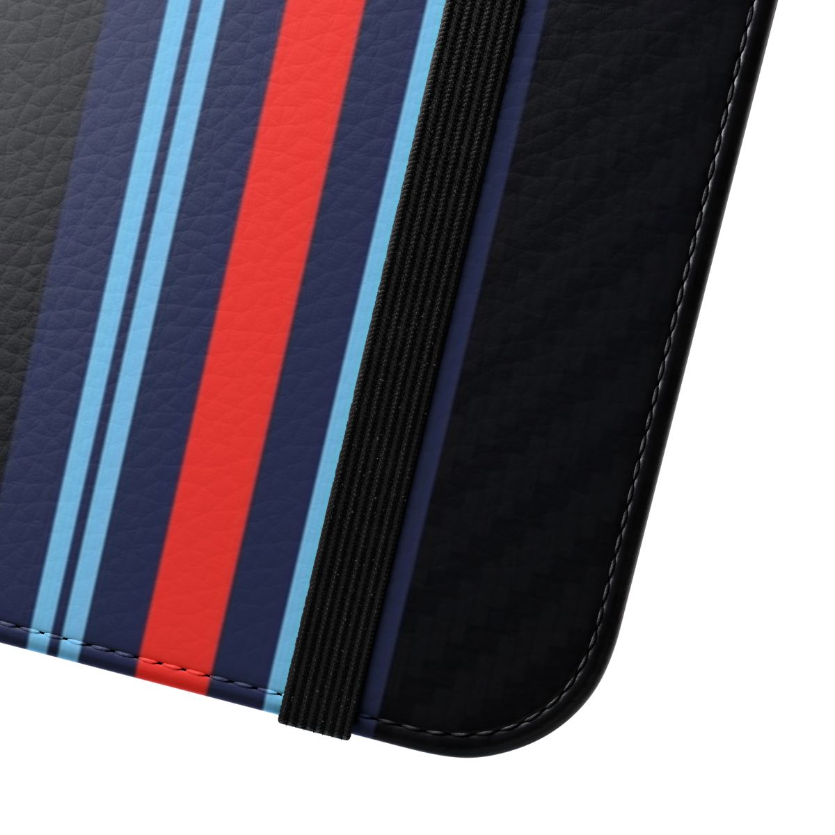 Martini racing stripe flip cover phone case for sports car enthusiasts - Close Up