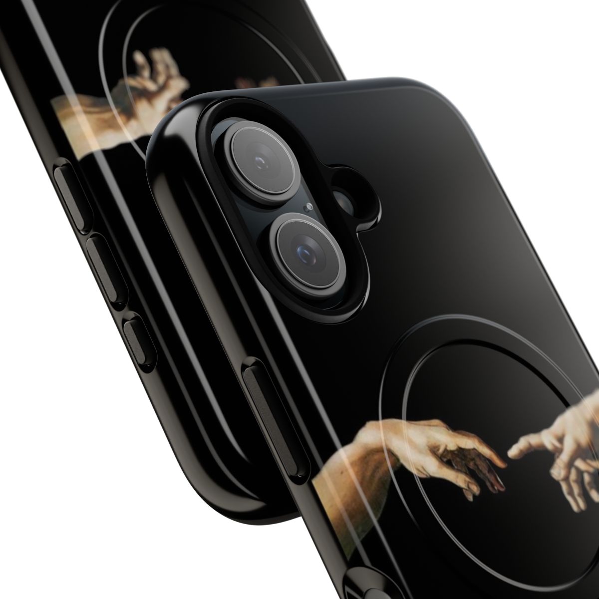 Tough, magnetic phone case featuring the iconic painting The Creation of Adam by Michelangelo - Detail