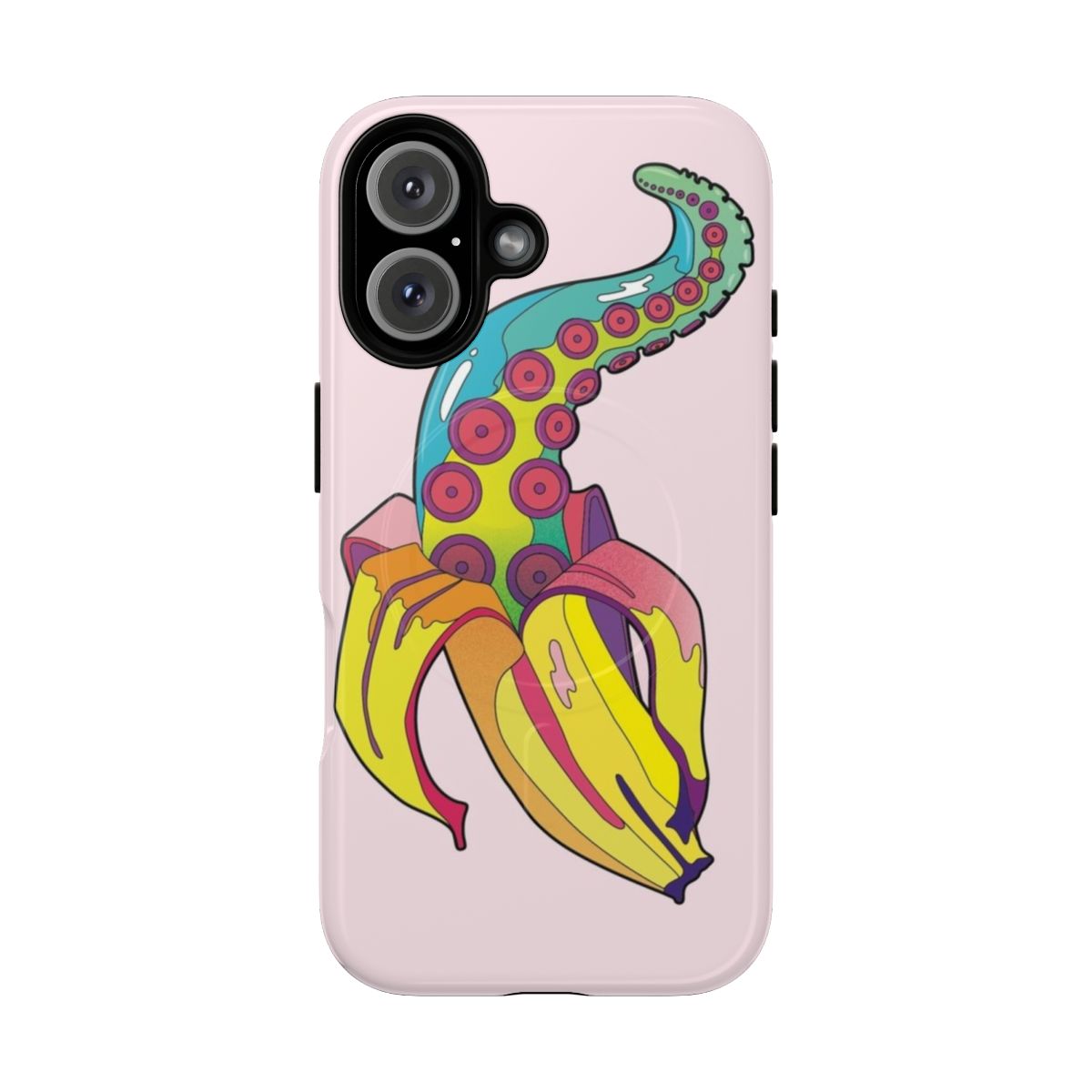 Vibrant psychedelic banana tentacle design phone case