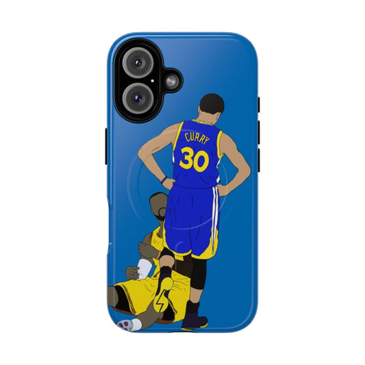 Magnetic tough iPhone case with artwork of Stephen Curry standing over LeBron James