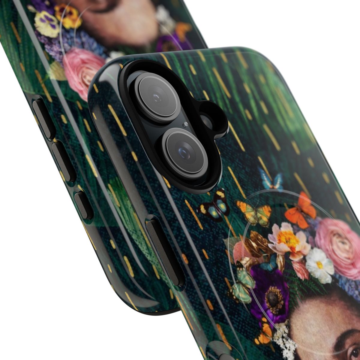 Frida Kahlo inspired phone case with floral and nature elements - Detail