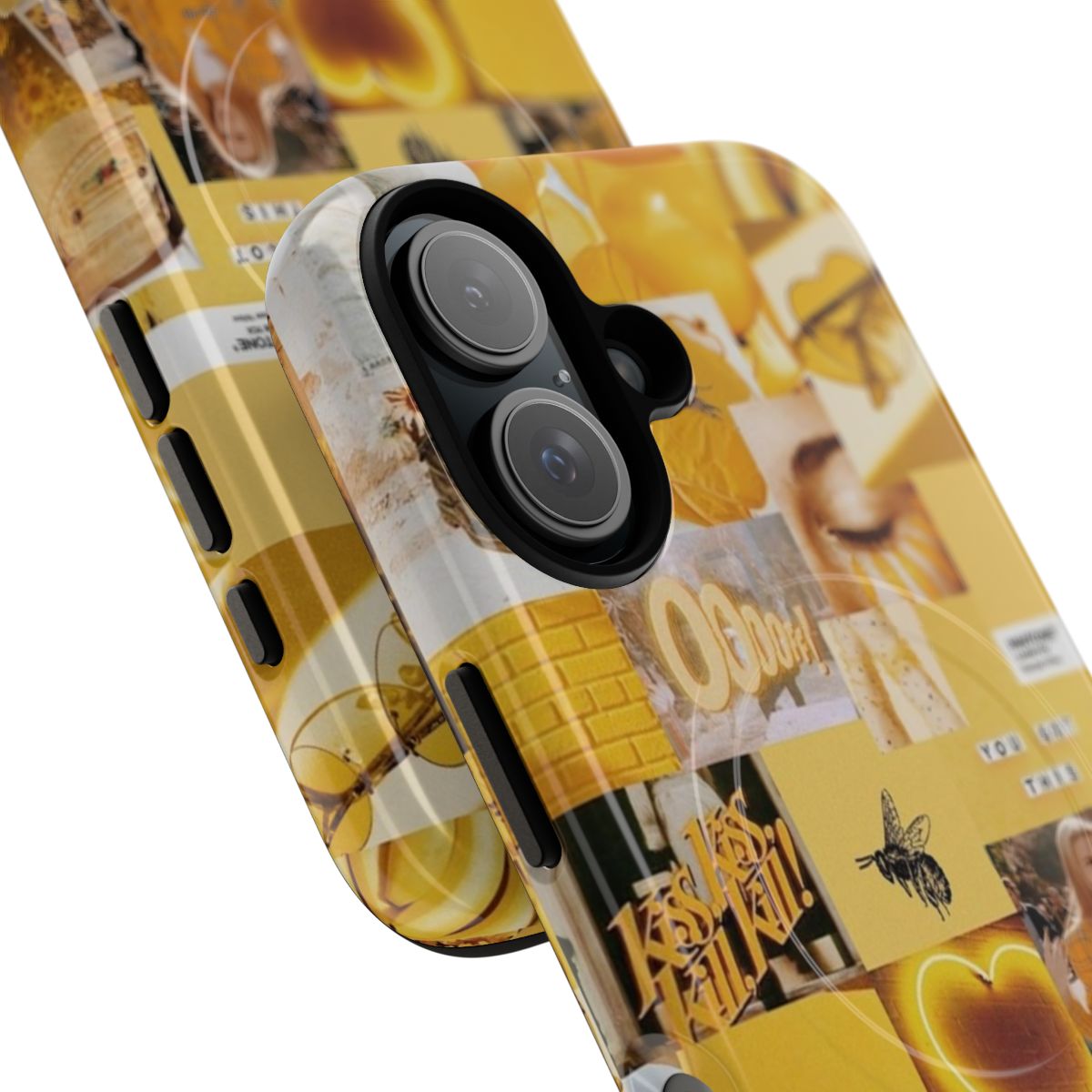 Vibrant yellow aesthetic collage design on a tough magnetic phone case - Detail