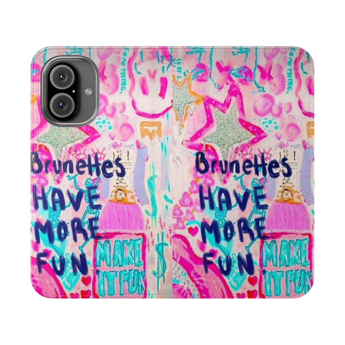 Preppy and fun flip cover phone case for brunettes