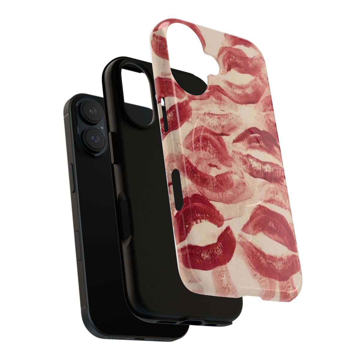 Magnetic tough phone case featuring a red lipstick kiss design - Layers