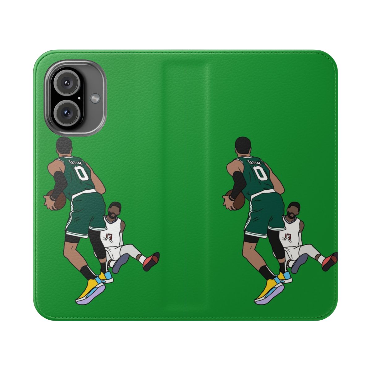 Jayson Tatum basketball player crossing over Paul George on a flip cover phone case