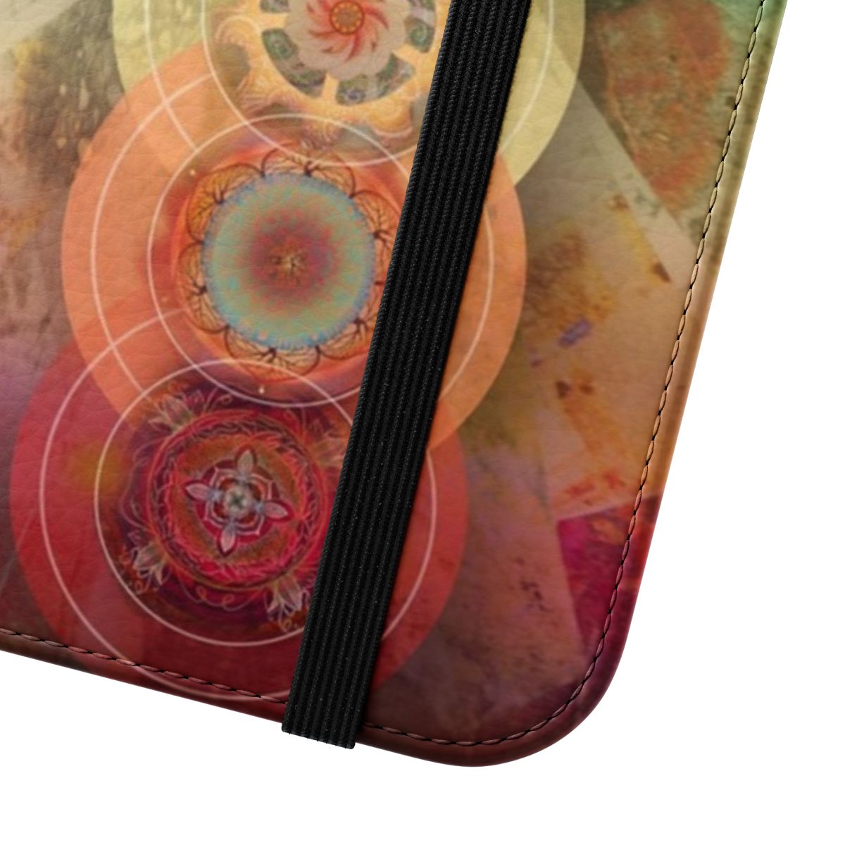 Vibrant Chakra Meditation Art Phone Case with Colorful Chakra Symbols - Close Up