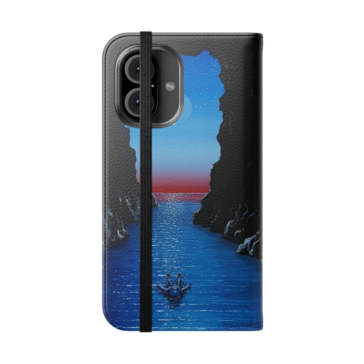 Night Drift Flip Cover Phone Case with Cosmic, Sci-Fi Inspired Design - Folded Front