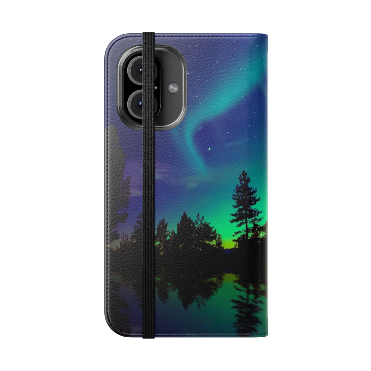 Northern Lights Phone Case with Vibrant Aurora Borealis Design - Folded Front