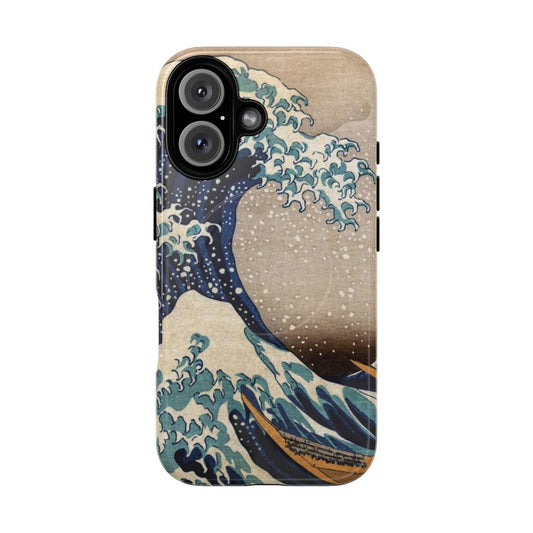 Artistic magnetic tough phone case featuring the famous "Great Wave off Kanagawa" painting by Japanese artist Hokusai.