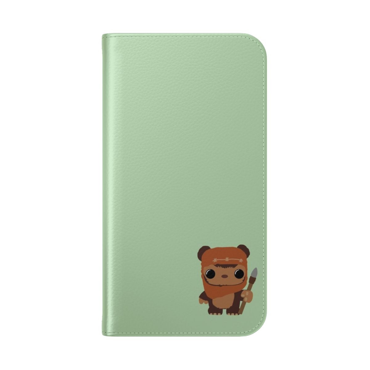 Ewok-themed flip cover phone case with a whimsical forest design - Folded Back