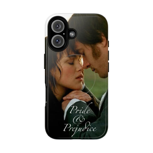 "A protective phone case featuring the iconic cover art of Jane Austen's classic novel Pride and Prejudice"