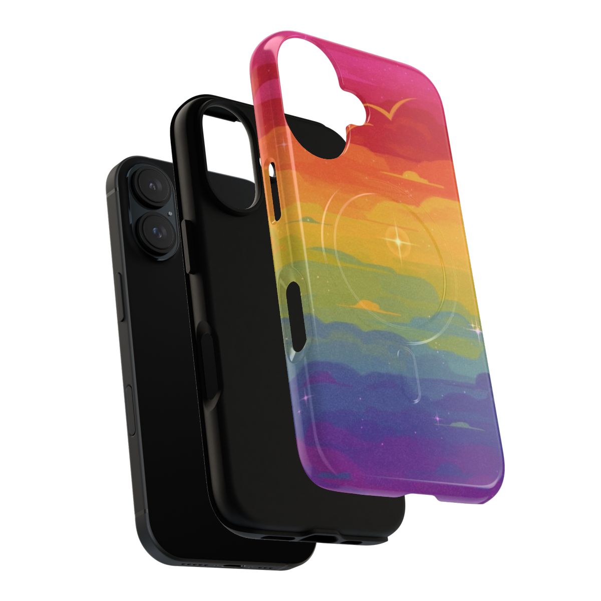 Colorful rainbow-themed magnetic phone case for LGBTQ+ pride and equality. - Layers