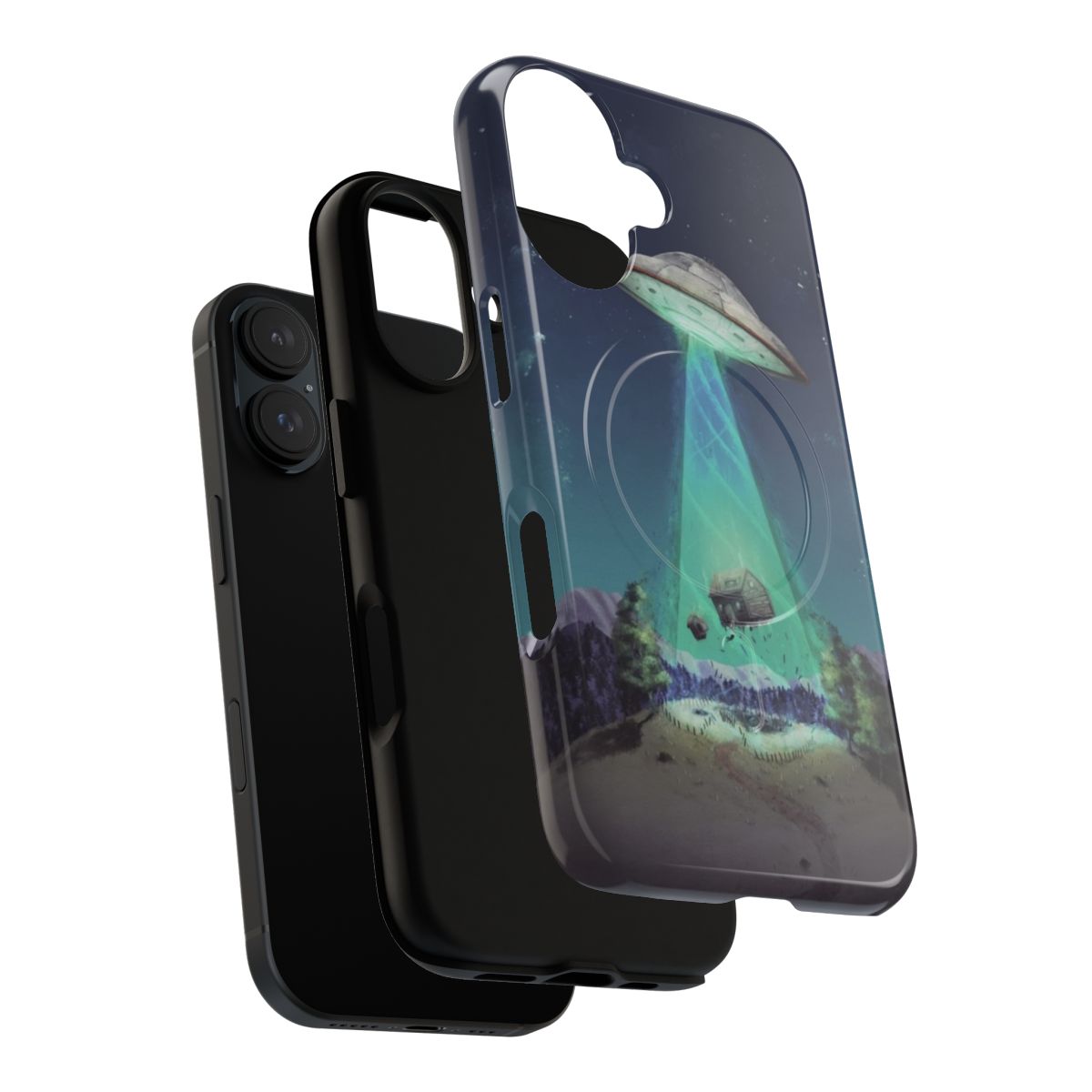 Tough phone case with a mysterious alien cabin design - Layers