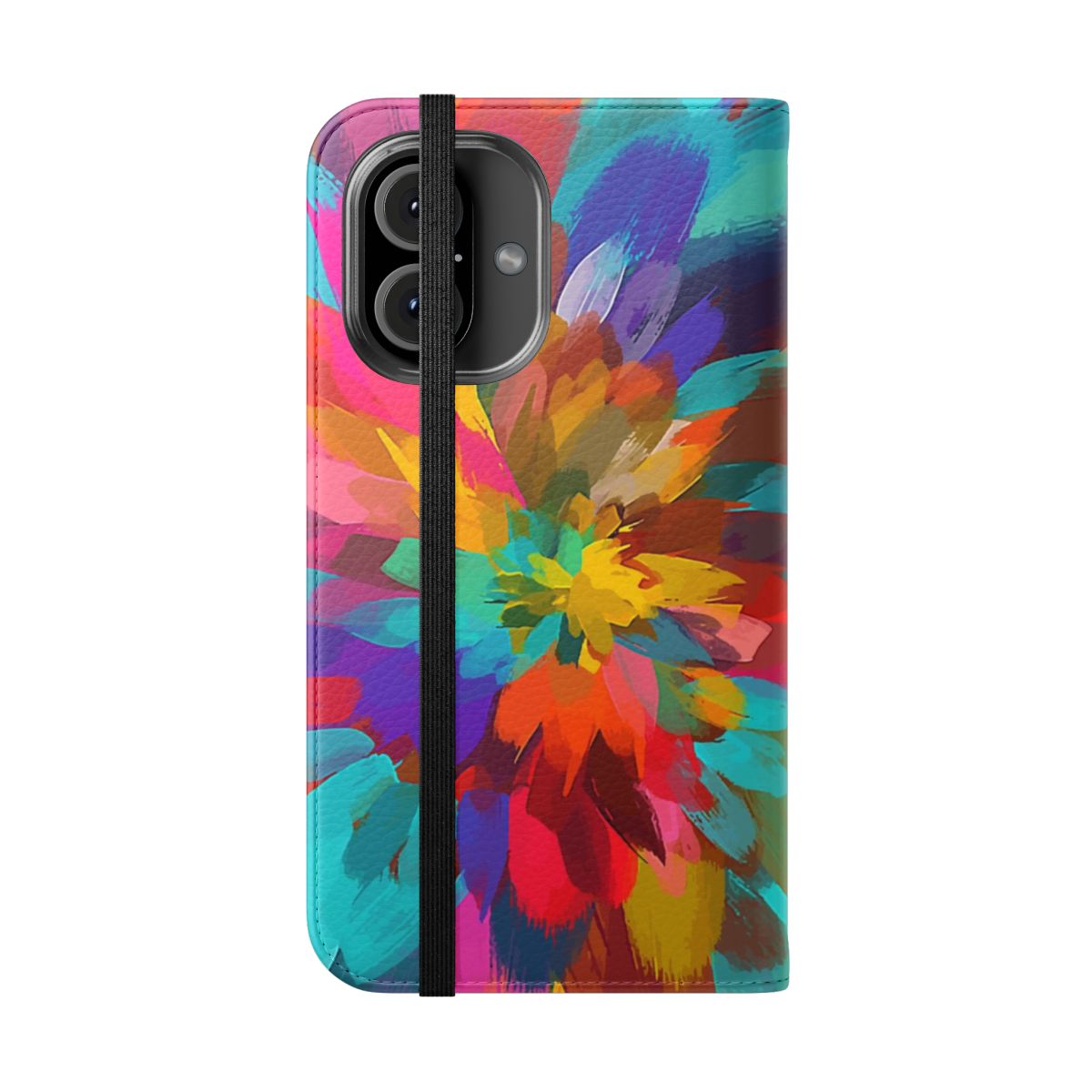 Vibrant summer artwork with colorful bright brush strokes on a protective phone case - Folded Front