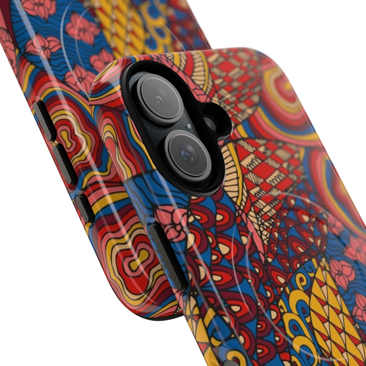 Psychedelic phone case with vibrant, colorful abstract pattern - Detail