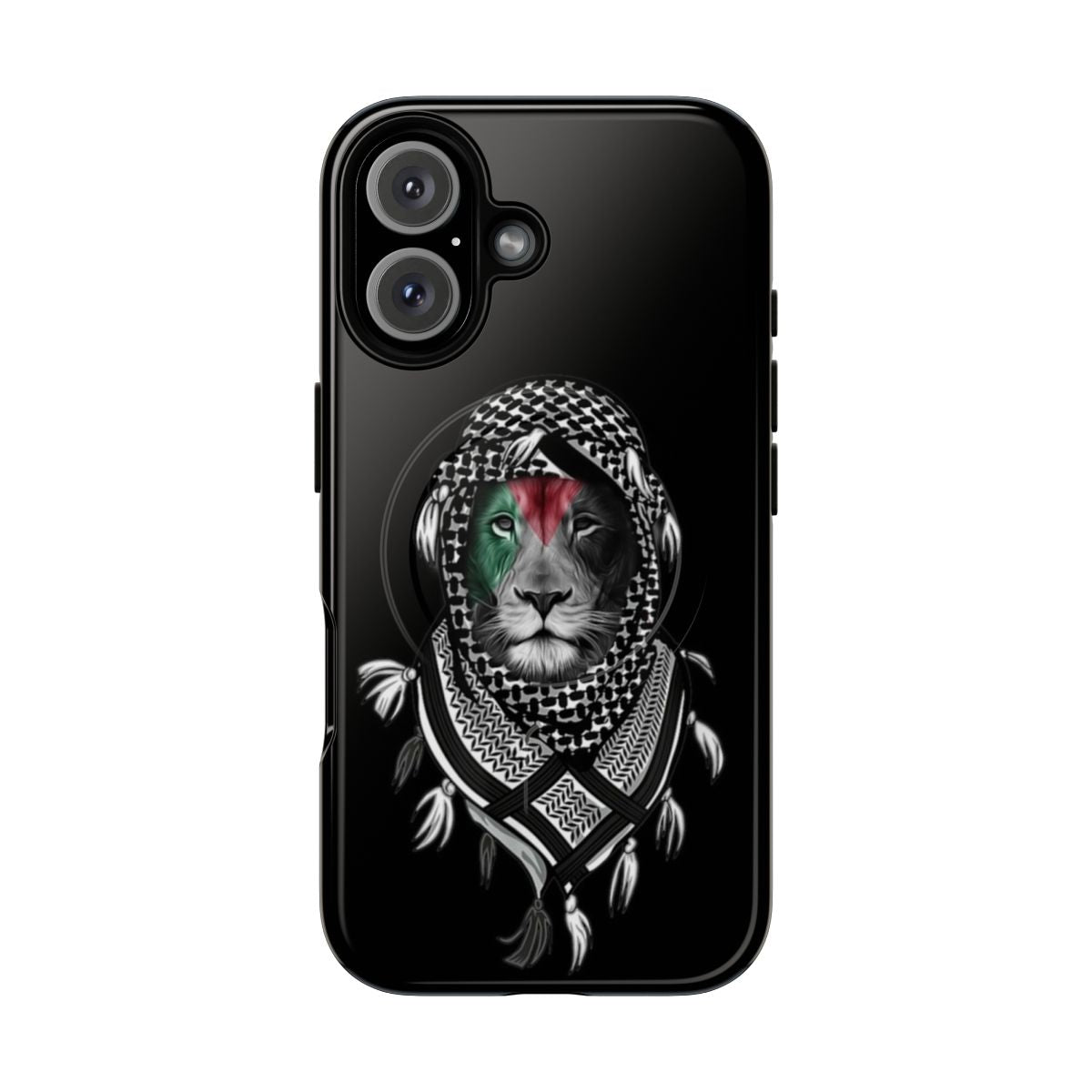 Magnetic phone case featuring a Palestinian lion and flag design